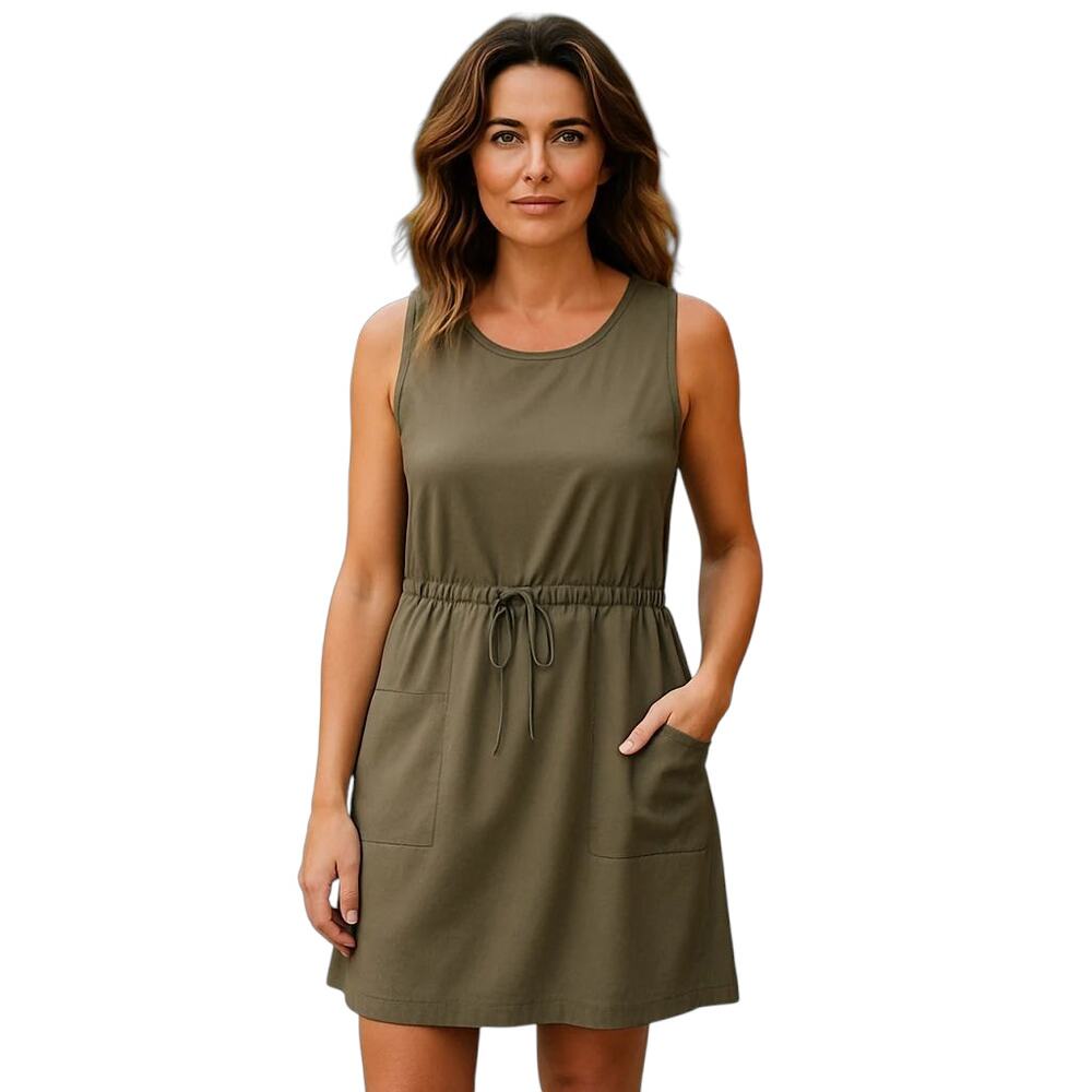 J.Jill Fit On the Go Above Knee Dress Olive Green Sleeveless‎ Women's Size Large